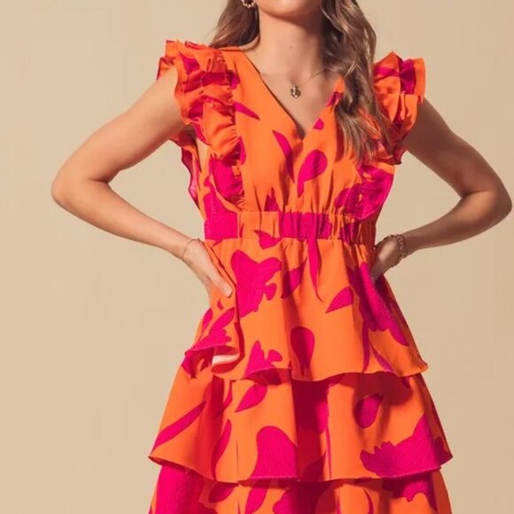 SO ME Floral V‎ Neck Layered Dress with Elasticized Waist - Picture 3 of 16